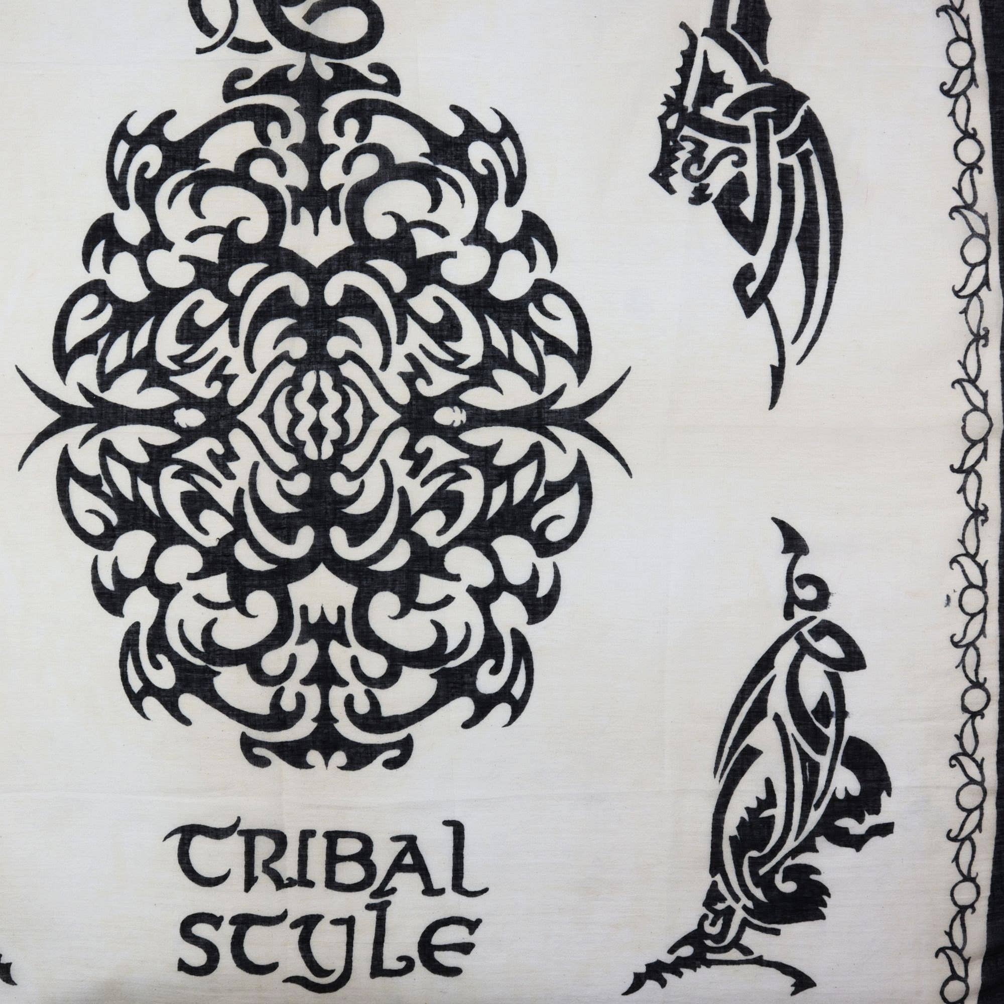 Tribal Trade GmbH - Wholesale Scarf - Unisex - Cotton towel Tribal Style black and beige ornament 100x100cm neck5