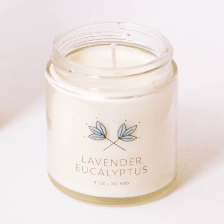 Lavender Eucalyptus Miniature Soy Wax Candle Jar for wholesale by Handmade Habitat