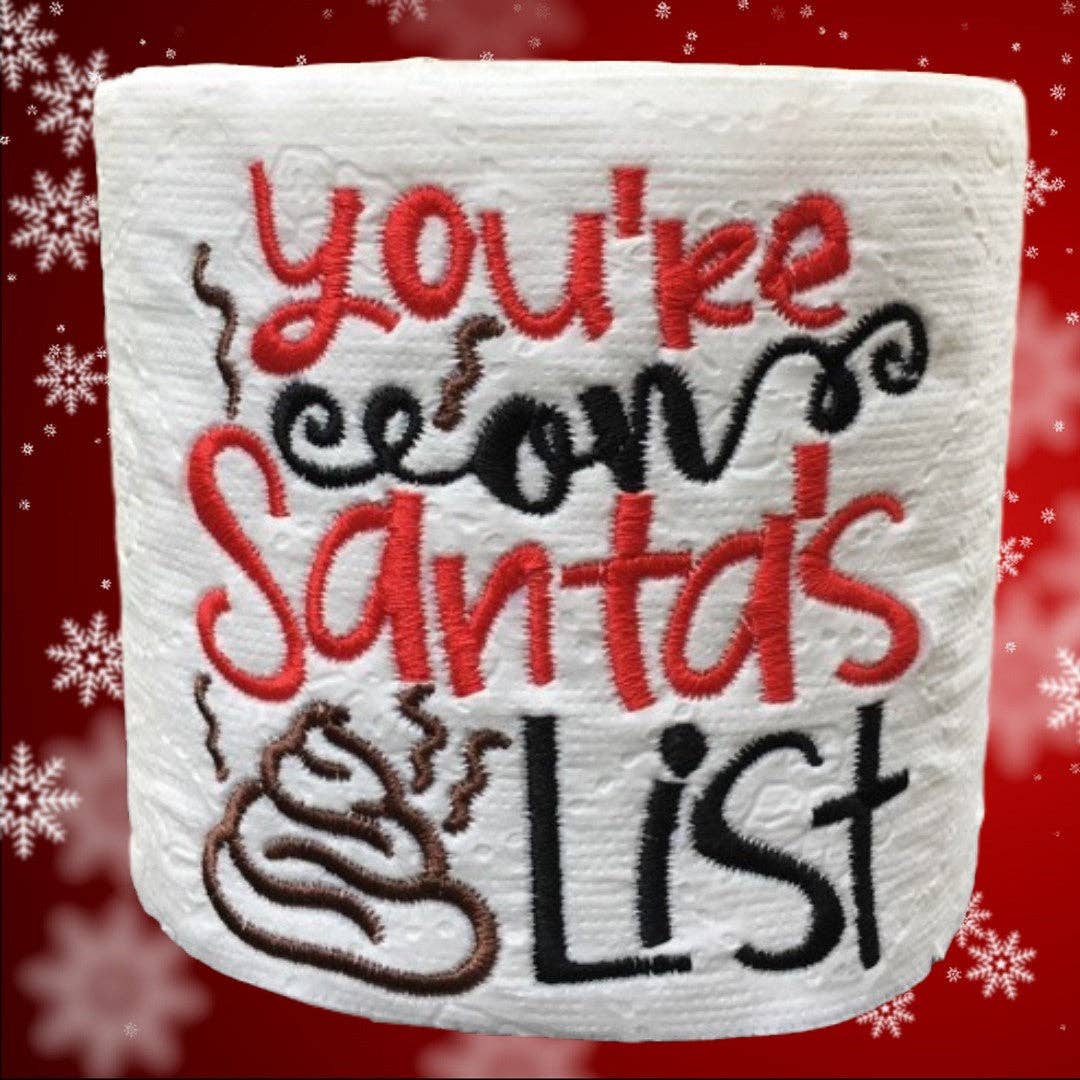 Designs by Robyn – wholesale Gag gift/novelty gift – Santa's List | Embroidered Toilet Paper | Gag Gift1