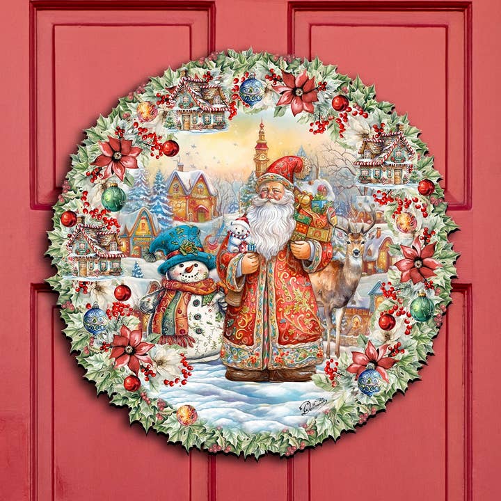 Merry Christmas Wreath Holiday Door Decor Debrekht for wholesale by Designocracy