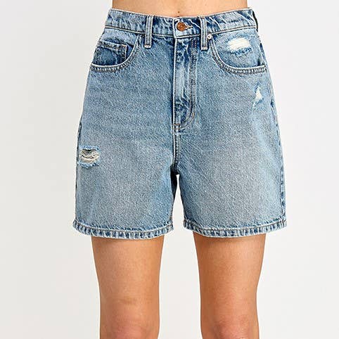 HIGH RISE DISTRESSED BAGGY DENIM SHORTS, SI576LV-SP7 for wholesale by Someday
