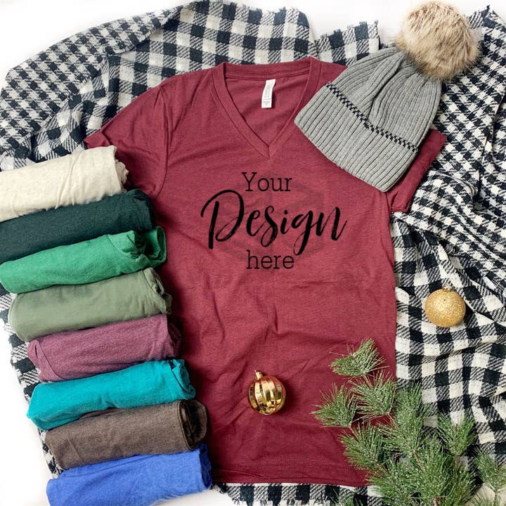 Top Crate - Wholesale Screen Printed T-Shirt - Women's - Custom 2-sided Graphic V-Neck -Your design0