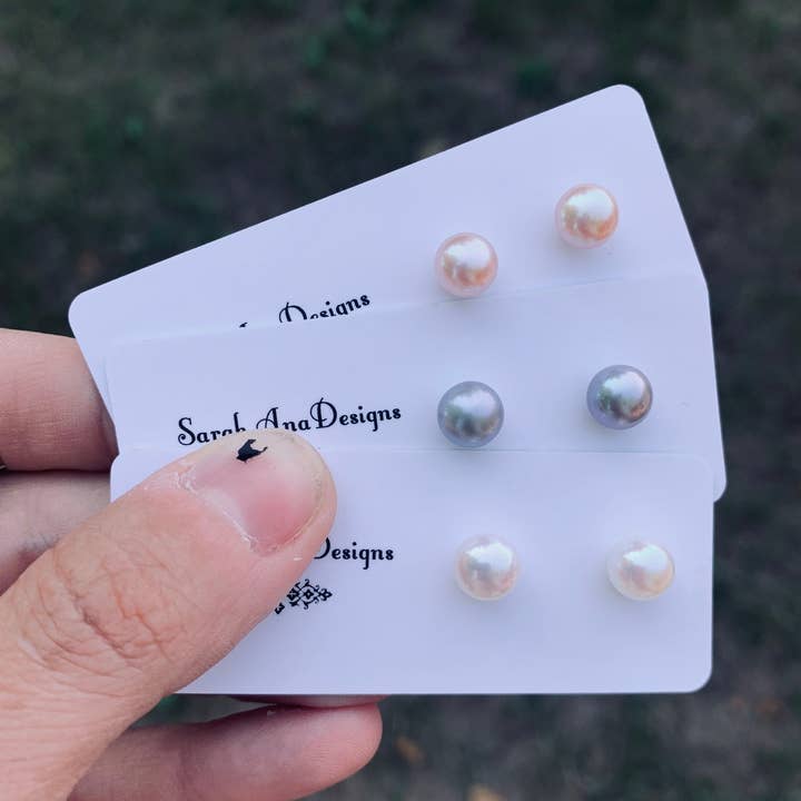 Zoetwaterparel oorstekers met sterling zilver voor wholesale door SarahAnaDesigns