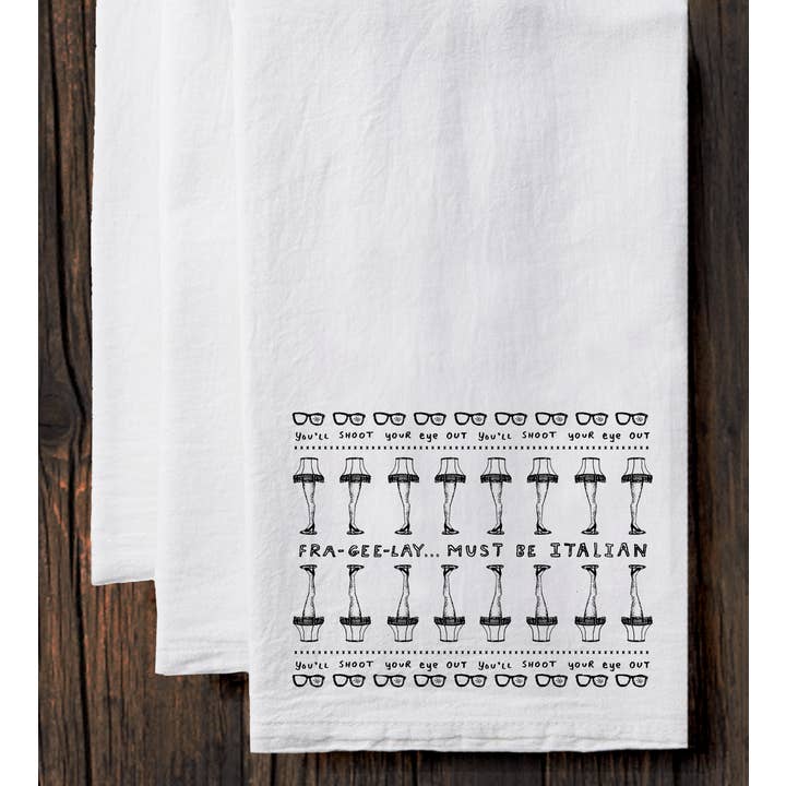 FRA-GEE-LAY Tea Towel for wholesale by Megan Lee Designs