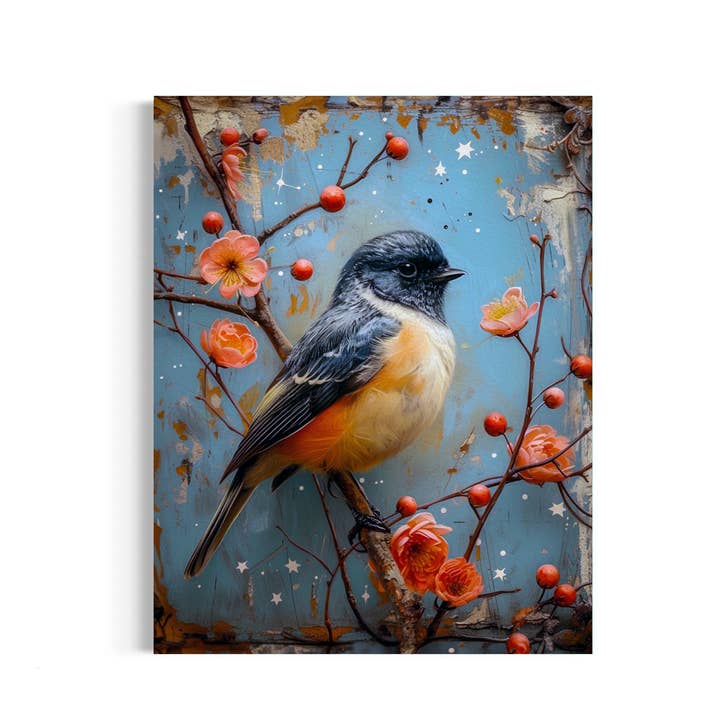 Vogel in de lente bloem antiek schilderij wanddecoratie 101AS voor wholesale door Salty Alyce