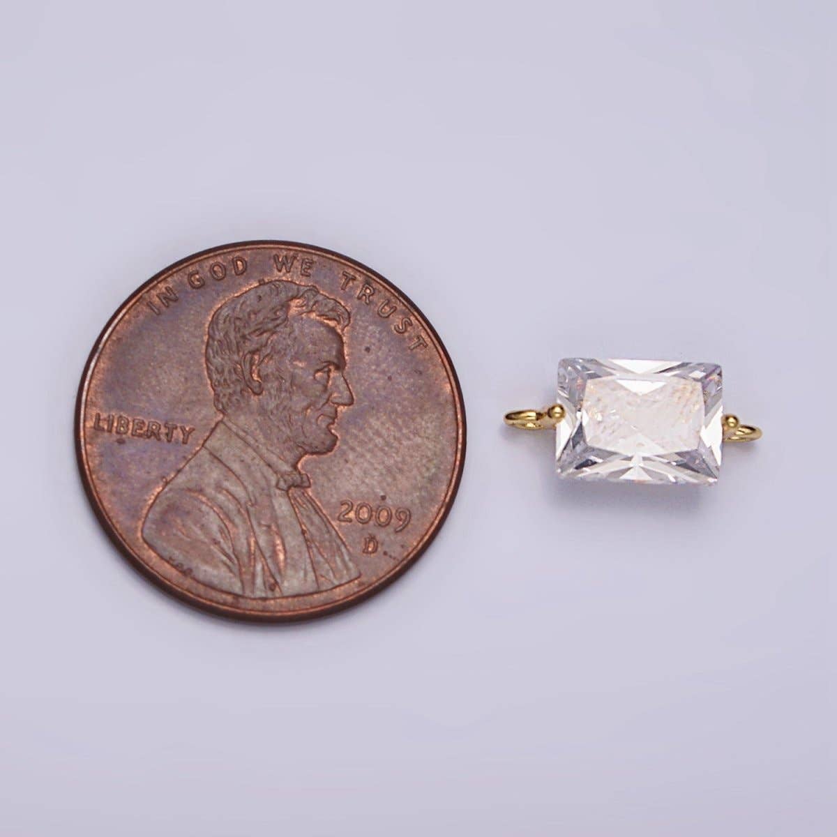 Aim Eternal - Wholesale Single Stone/Solitaire Ring - 24K Gold Filled 5mm Clear CZ Baguette Connector | G-7992