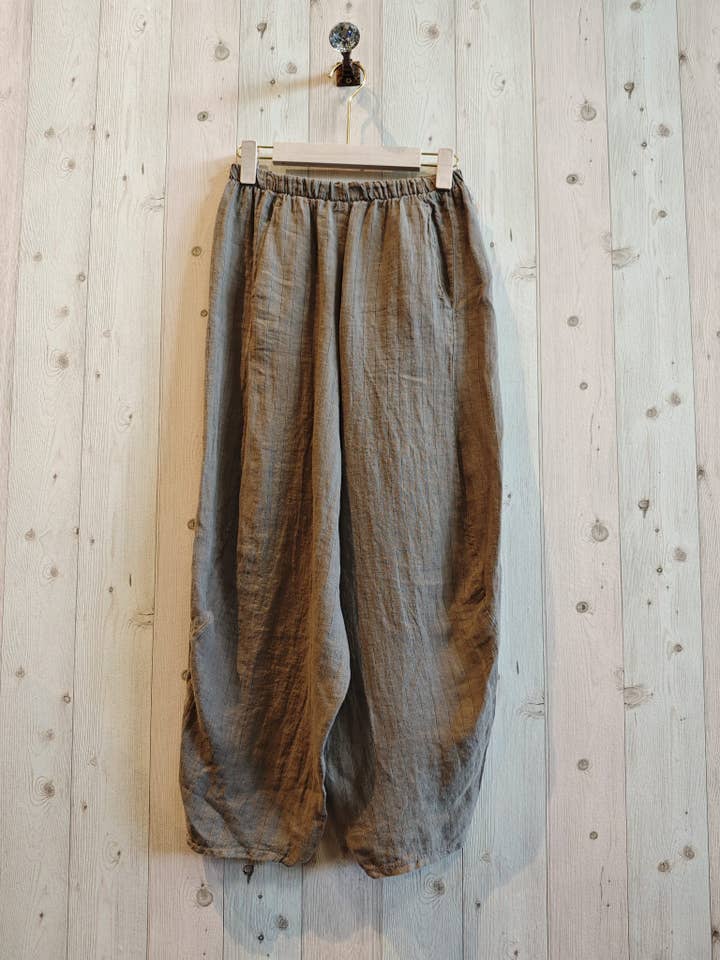 Linen & More - Wholesale Pants - Women's - REF 4148 STRIPED LINEN PANTS 100%