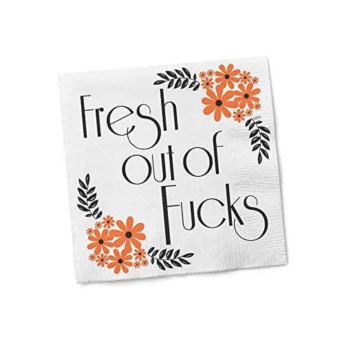 Pelz Brands - Wholesale Disposable Napkin - Twisted Wares “Fresh Out of F'cks” Napkins –Bold Adult Party