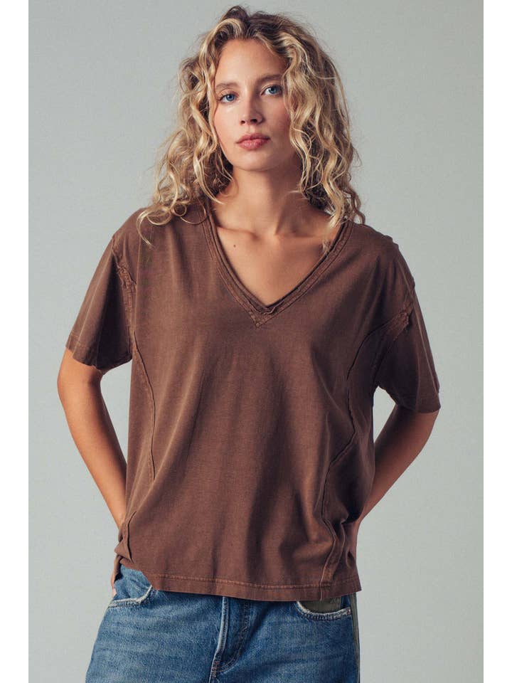 Urban Daizy - Wholesale T-Shirt - Women's - Vintage Wash V-Neck Cotton Tee16