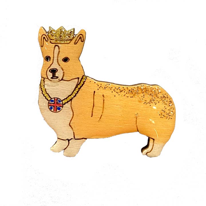 Corgi Royal Dog Pin Badge for wholesale by Bekbek Makes