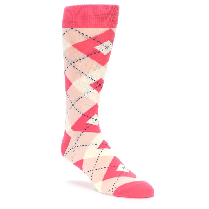 Statement Sockwear - Wholesale Socks - Men's - Guava Bellini Pink Argyle Wedding Groomsmen Mens Dress Socks