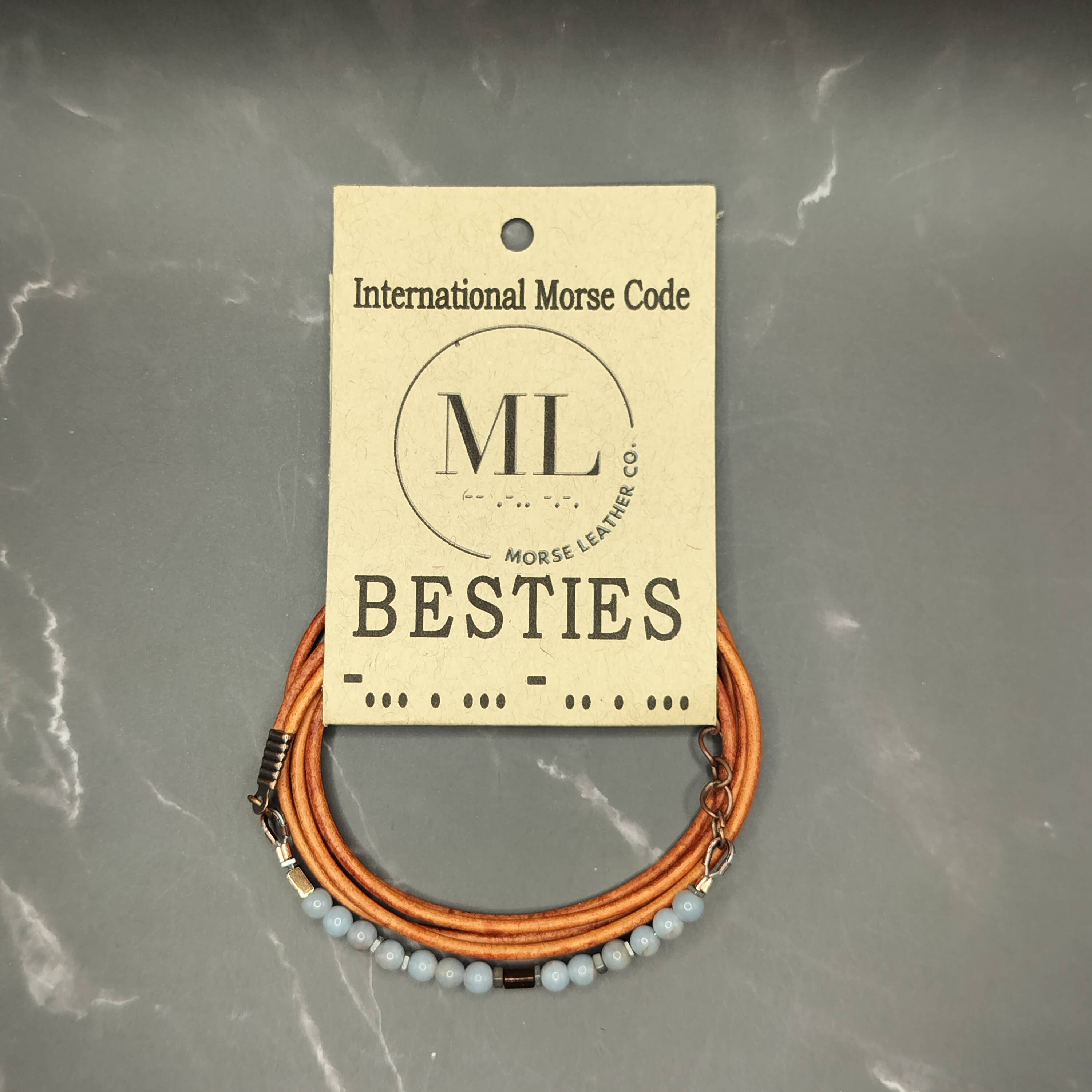 MorseLeather Co. - Wholesale Beaded Bracelet - Morse Code Bracelet - BESTIES - light blue