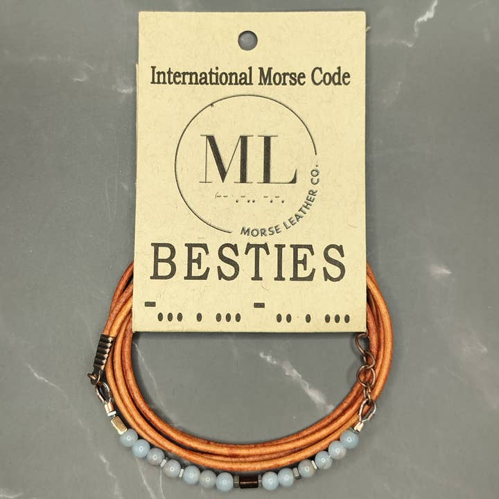 Morse Code Bracelet - BESTIES - light blue and other Purchase Wholesale discount code. Free Returns & Net 60 Terms on Faire trending on Faire.