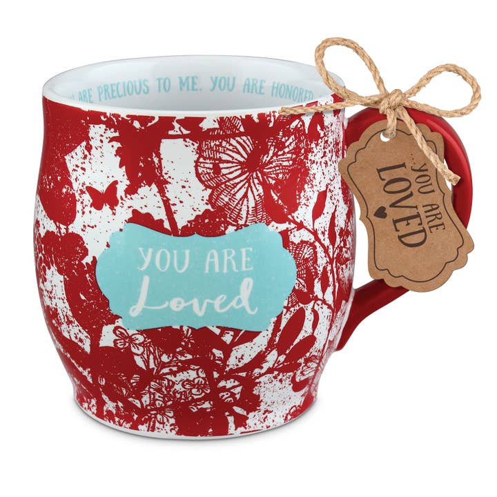 👀 LCP You are Loved 13oz Marble Red Coffee Cup for wholesale by Cottage Garden
