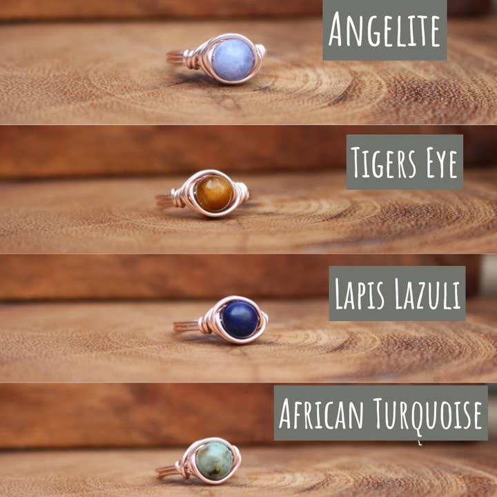 Gratefully Dreaming - Wholesale Single Stone/Solitaire Ring - Rose Gold Wire Wrapped Gemstone Rings 6