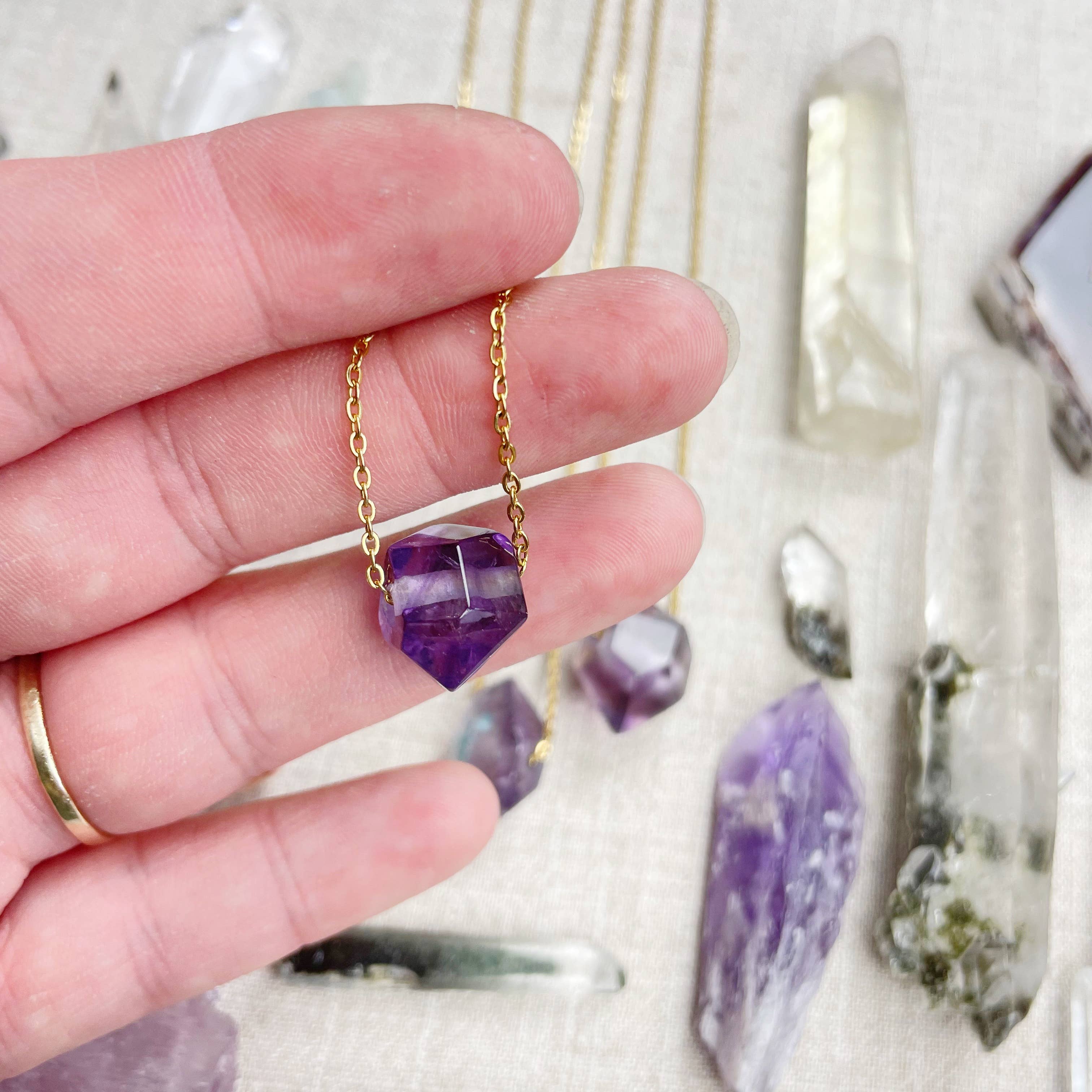 Ewelina Pas Jewelry - Wholesale Pendant/Charm Necklace - Included Amethyst Gemstone Double Terminated Point Necklace2