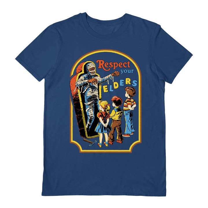 Pyramid International - Wholesale T-Shirt (Graphic) - Unisex - Steven Rhodes (Respect Your Elders) Navy Unisex T-Shirt