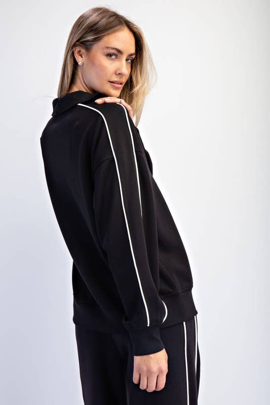 Sunday Morning - Vente Polo – femme - T580037-Polo à manches longues en modal scuba avec double passepoil1