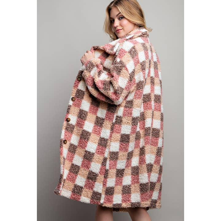 Sweet Generis - Wholesale Jacket - Women's - PLAID TEDDY OVERSIZE JACKET