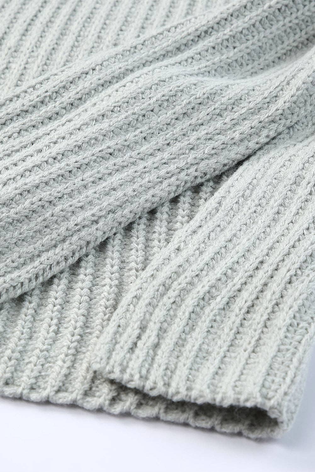 Gray Solid Buttoned Drop Shoulder Sweater for wholesale on Faire8