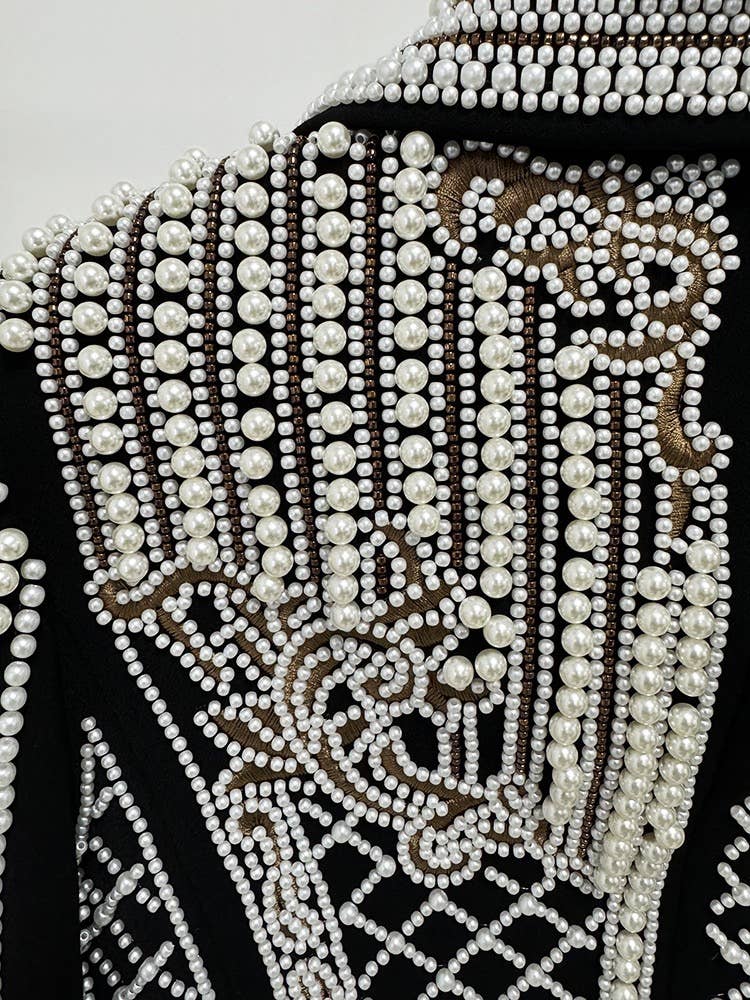 Schwarz JK133Y Luxuriöse, handbestickte Kurzjacke mit Perlen und Diamantverzierung für den Großhandel auf Faire5