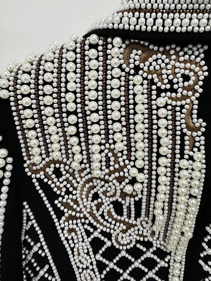 Schwarz JK133Y Luxuriöse, handbestickte Kurzjacke mit Perlen und Diamantverzierung für den Großhandel auf Faire5