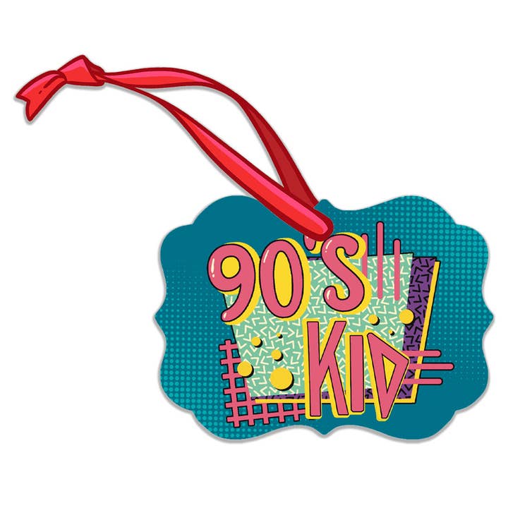90's Kid Holiday Christmas Tree Hand-Illustrated Ornament for wholesale by Lucky Mfg. Co.