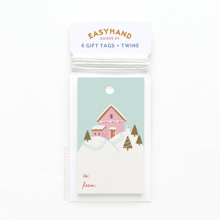 Etiquetas de Presente Casa de Inverno Cor-de-Rosa no Topo da Colina por atacado de Easyhand Goods – formerly Onderkast