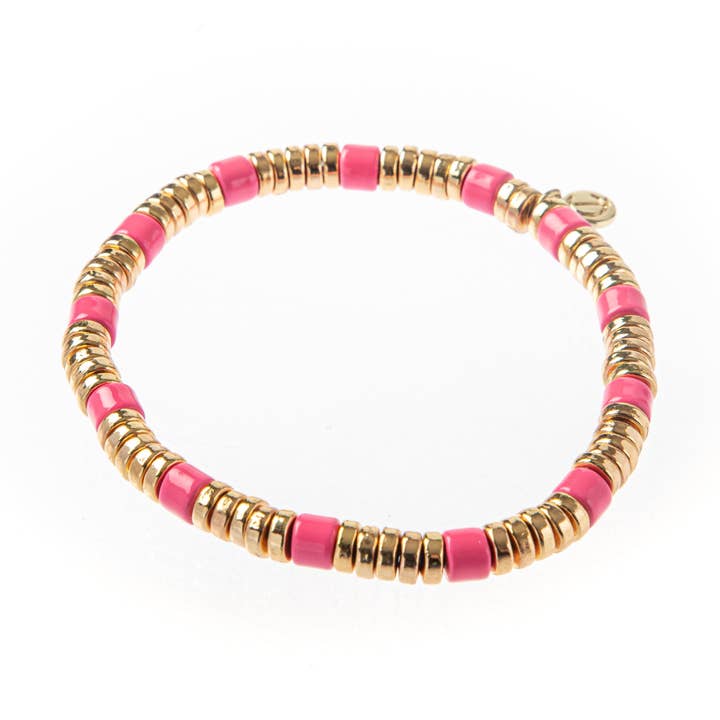Wholesale Laguna Bracelet - Pink/Gold for wholesale by Caryn Lawn