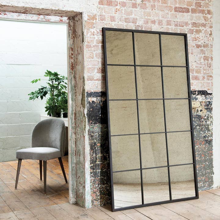 One World - Wholesale Wall Mirror - Wilton Antiqued Iron Window Mirror