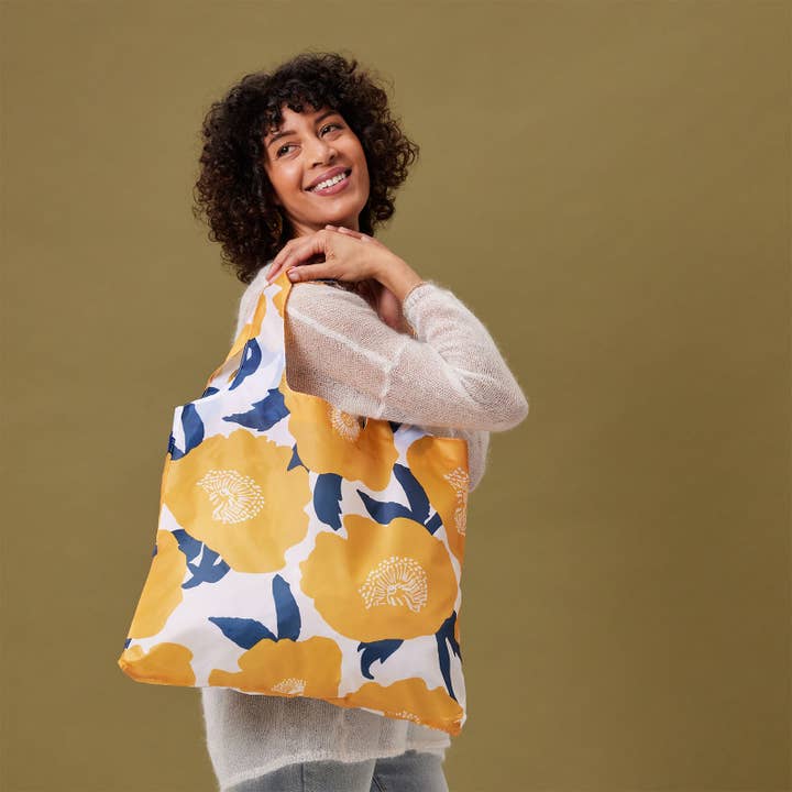 rockflowerpaper - Wholesale Grocery/Shopping Bag - POPPIES blu Bag Reusable Shopper Tote