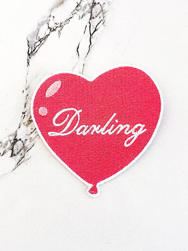 Darling Balloon Heart Embroidered Patch for wholesale by Nash Grey