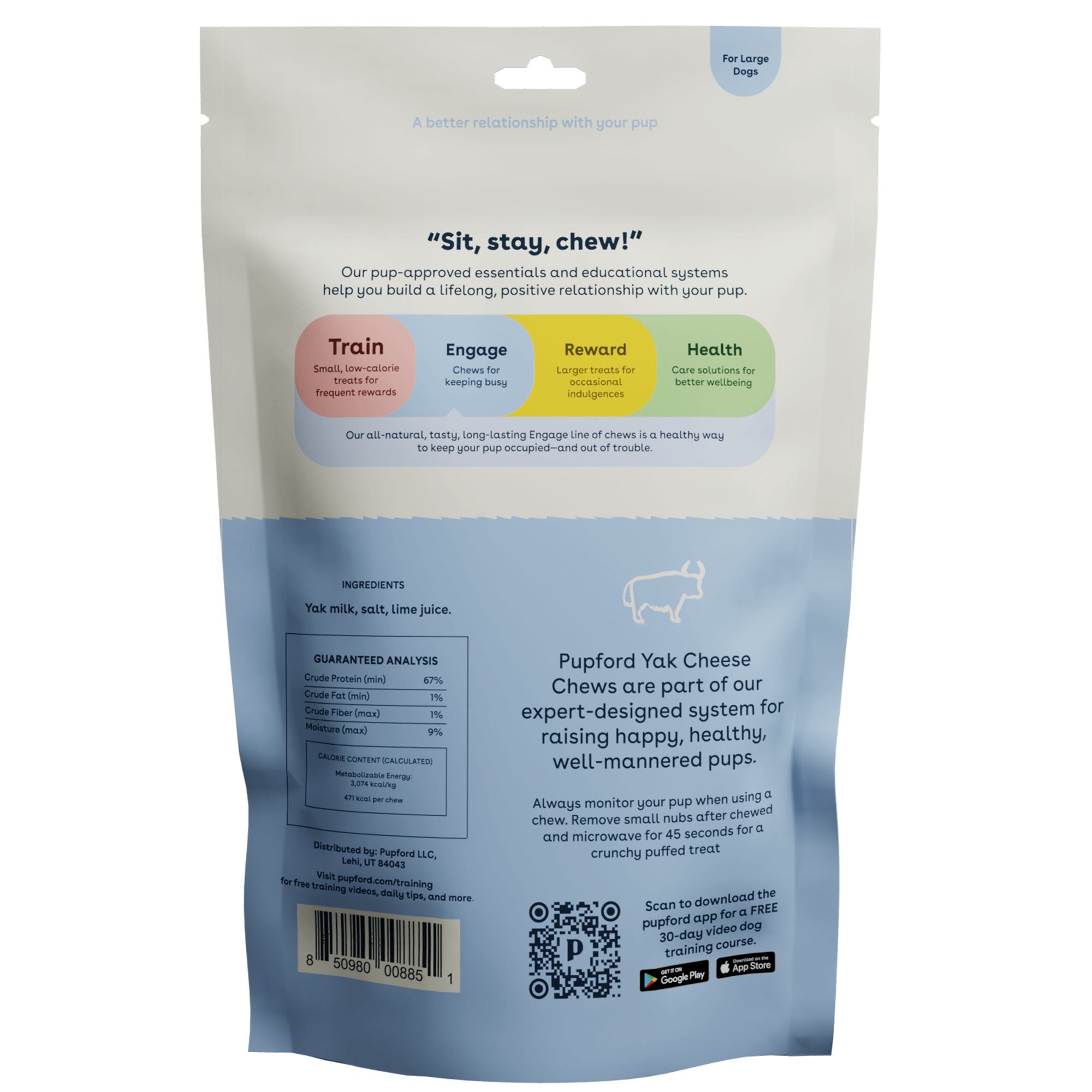 Pupford - Vente Friandises – chien - Lot de 1 grand plat à mâcher au fromage de yak pour chien1