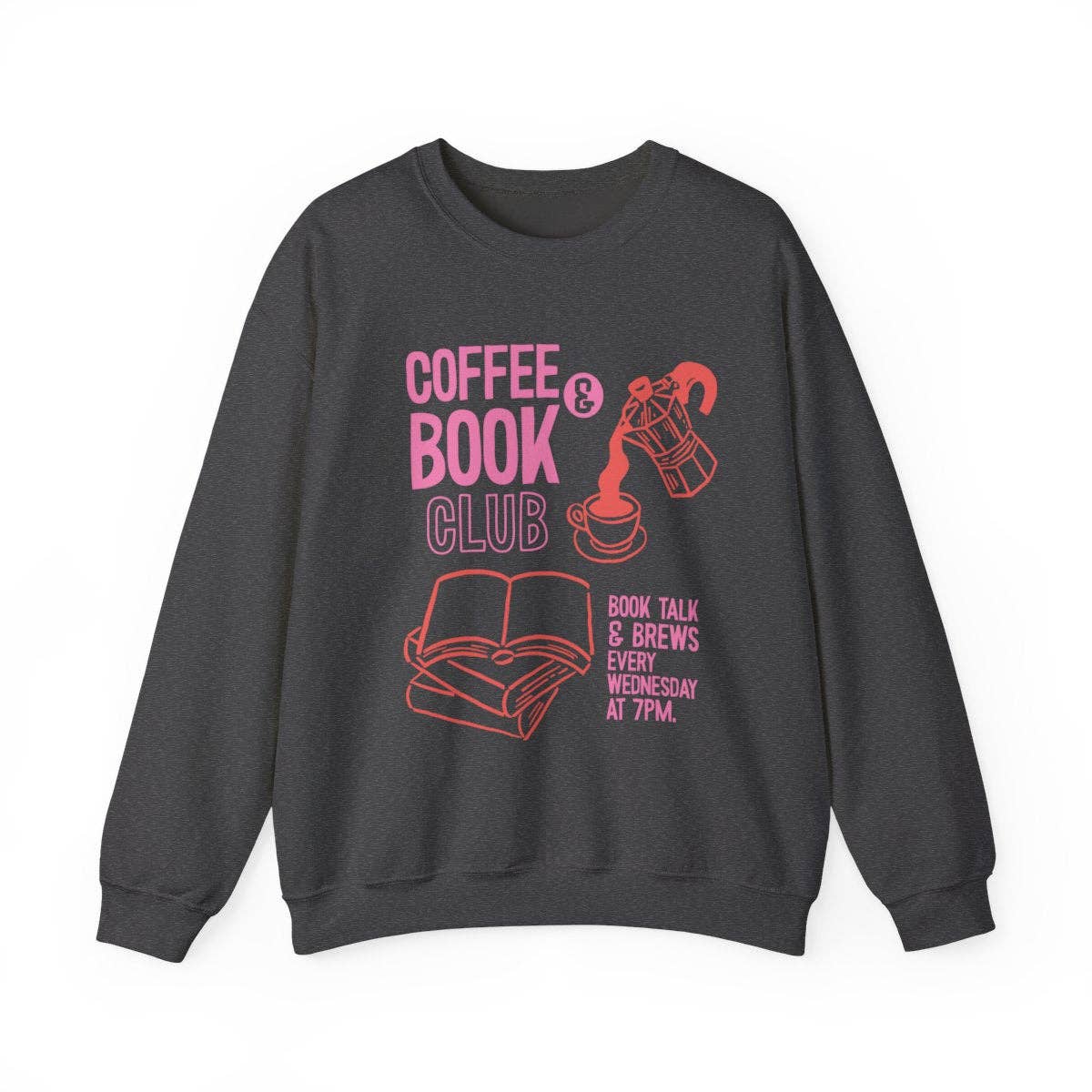 MagicMerchEmporium - Wholesale Graphic Sweatshirt - Unisex - Coffee And Book Club Talk And Brews Sweatshirt5