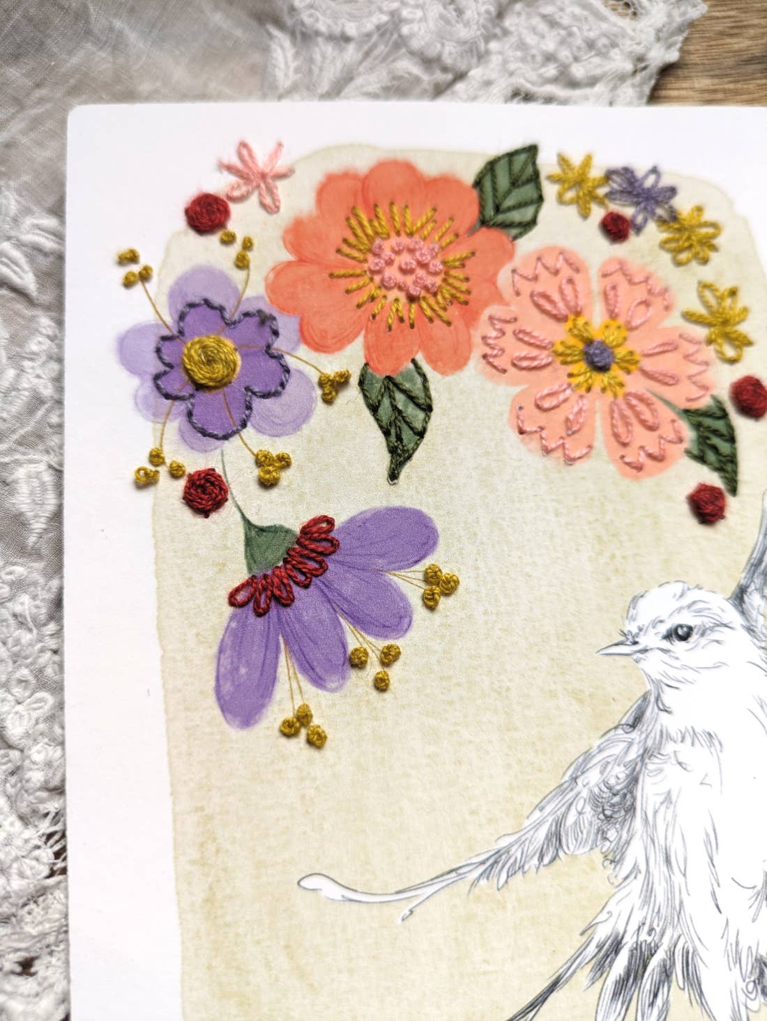 Rue de Pleine Lune - Vendita all'ingrosso Attrezzatura per ricamo/punto croce - Cartolina da ricamare "Folie Douce" - kit di ricamo su carta2