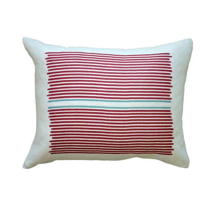 Louis Stripe Decorative Pillow Red/Blue Stripe 14x18 for wholesale by Balanced Design