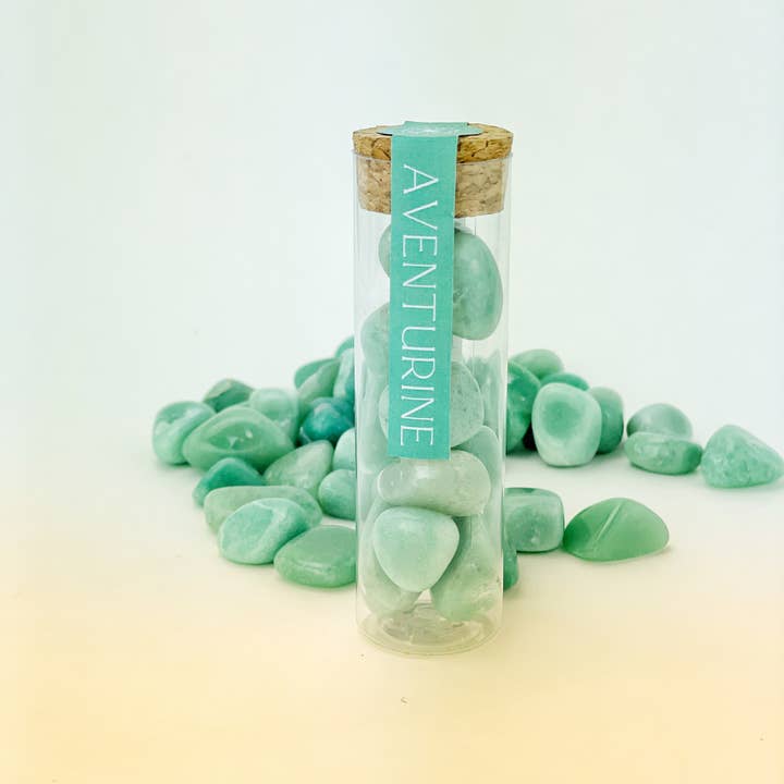 Natural Aventurine Tumbled Gemstone Intention Vial for wholesale by Sow the Magic