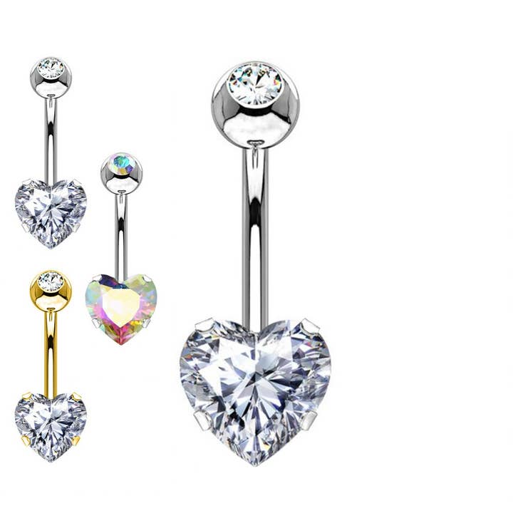 Awaken - Wholesale Belly Ring - Crystal Heart Navel Piercing - PD-010