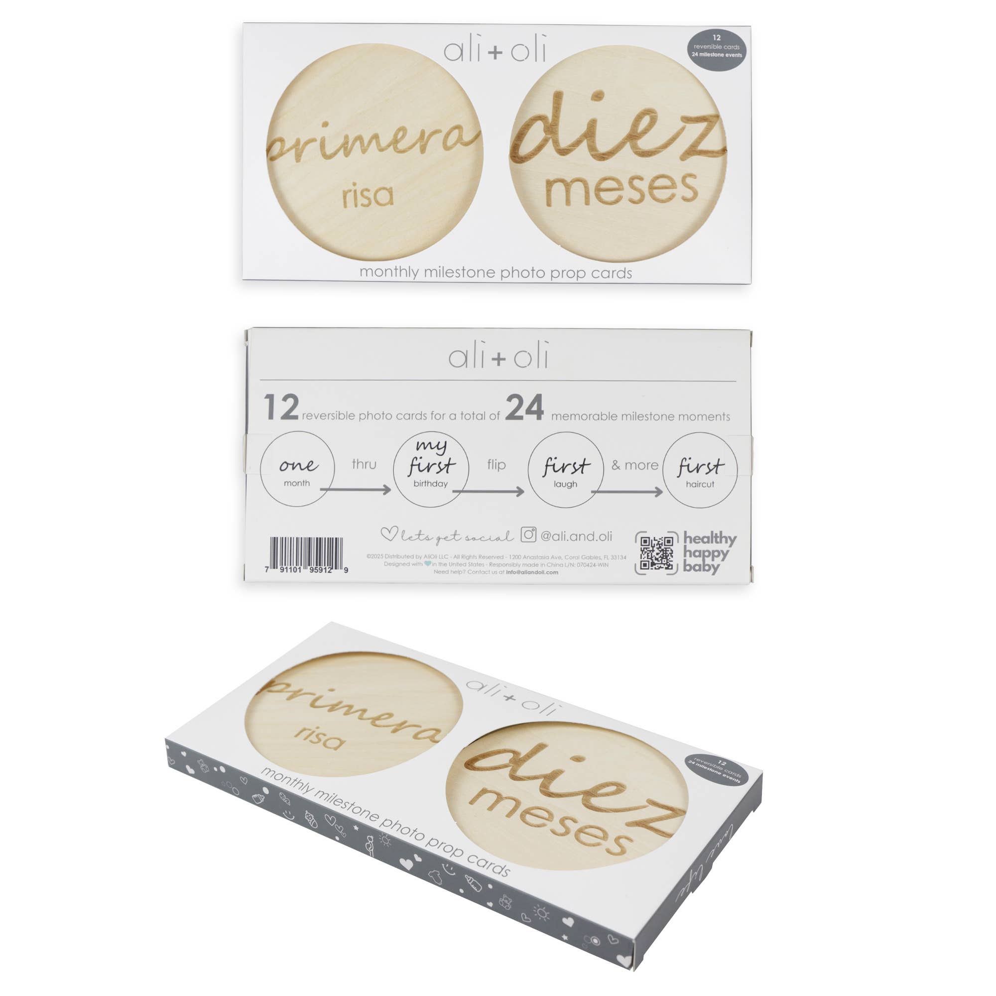 Ali+Oli - Venta al por mayor Tarjetas de bebé - Tarjetas de Hitos Mensuales para Bebés - Español7