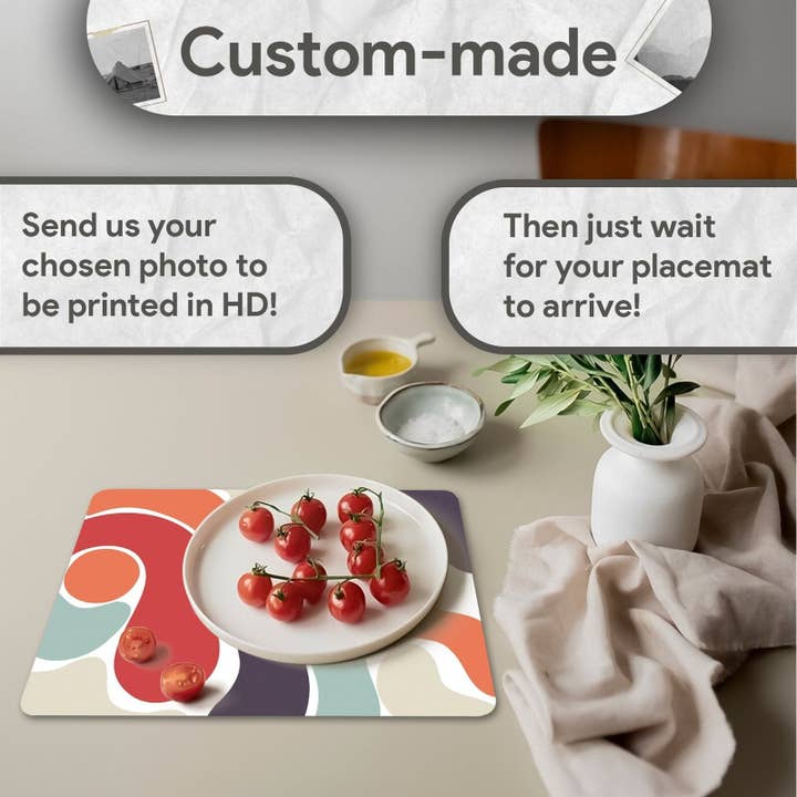 TheDogTagCo - Venta al por mayor Manteles individuales - Mantel individual personalizado con foto mate, antideslizante, respaldo de corcho, para cocina
