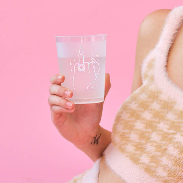 xo, Fetti - Wholesale Disposable Cup - Ring Finger Frost Flex Cups | bachelorette, iridescent4