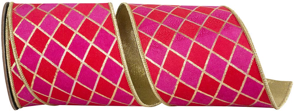 RELIANT RIBBON - Wholesale Ribbon - Gift Wrapping - Diamond Elite Metallic Outline Deluxe Wired Edge, 4"0