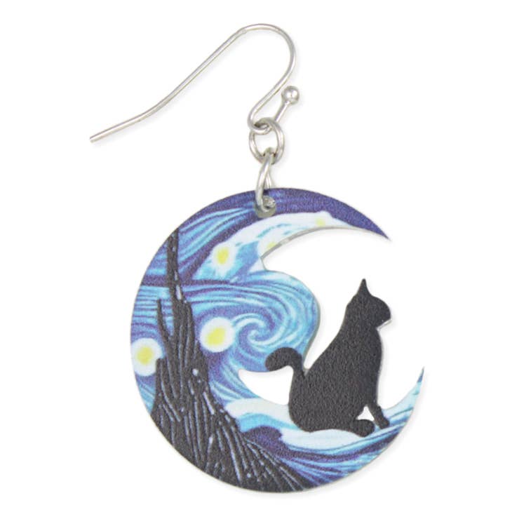 Pendientes de Gato Nocturno Estrellado Luna para venta al por mayor de ZAD