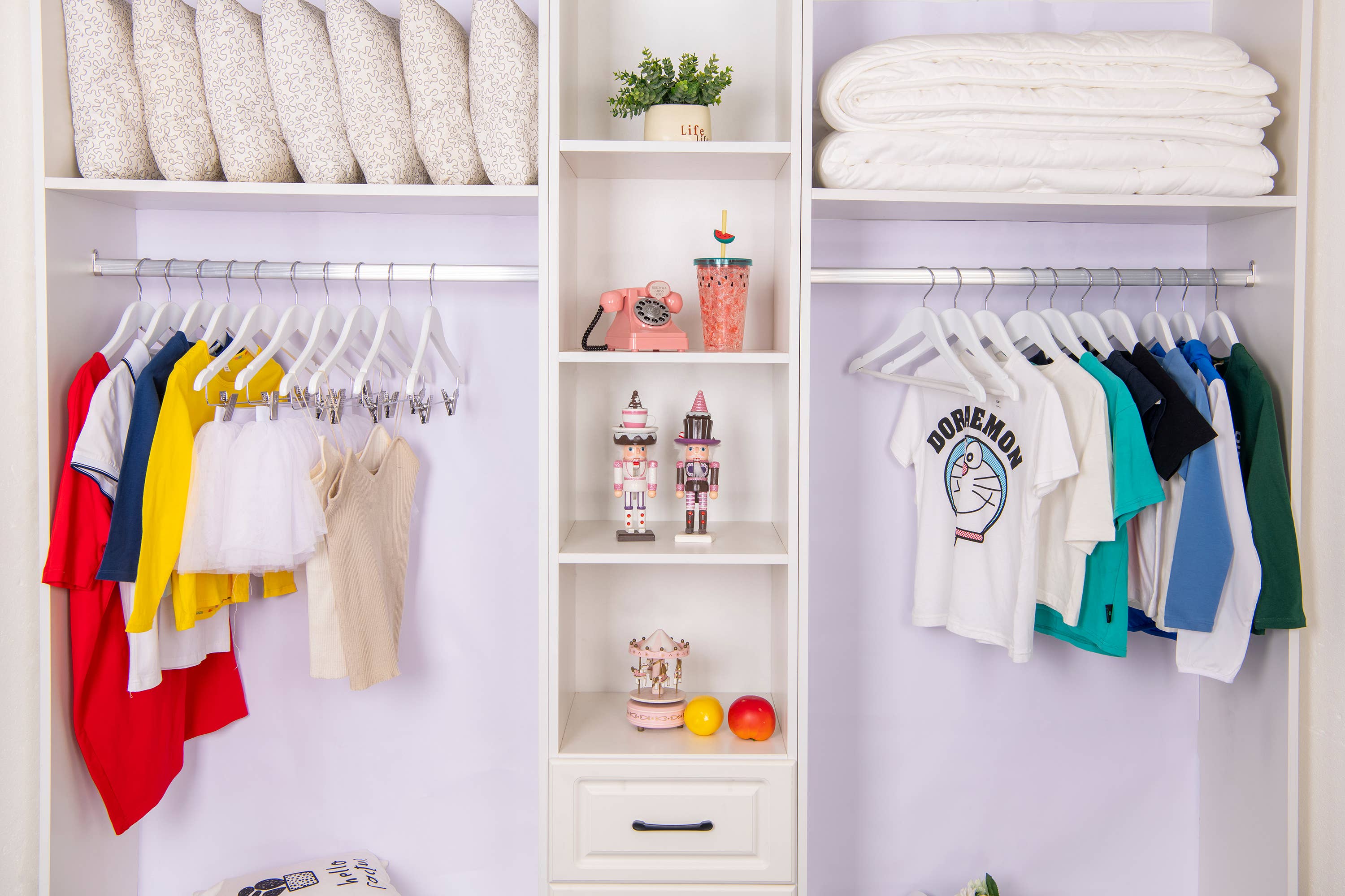 Quality Hangers - Venta al por mayor Percha para la ropa - Perchas de madera para niños de 30 cm con barra, 80 unidades blancas1