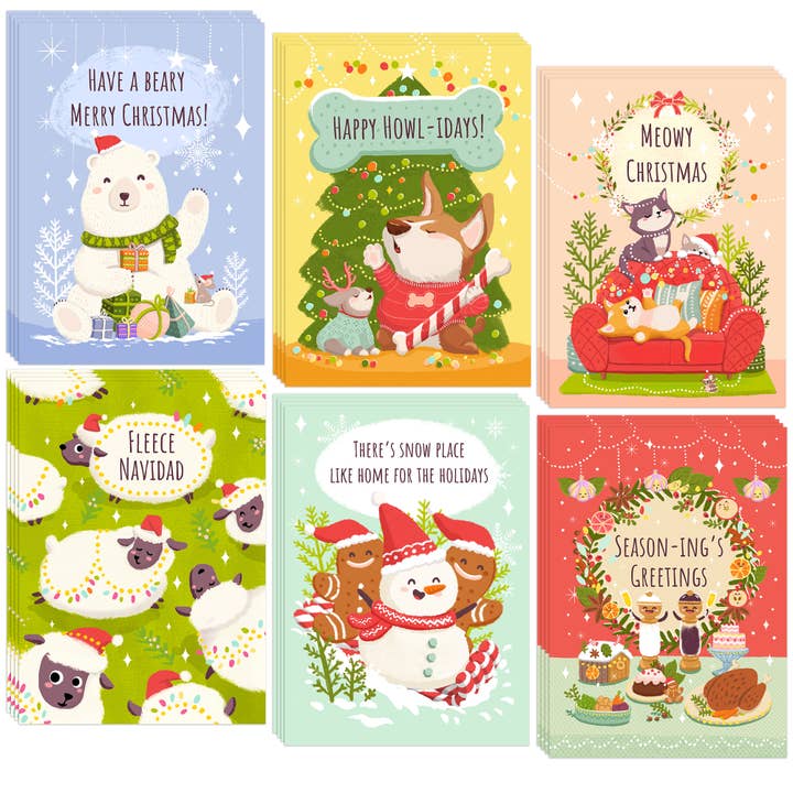T MARIE 24 Cute Christmas Cards Set for wholesale by T Marie