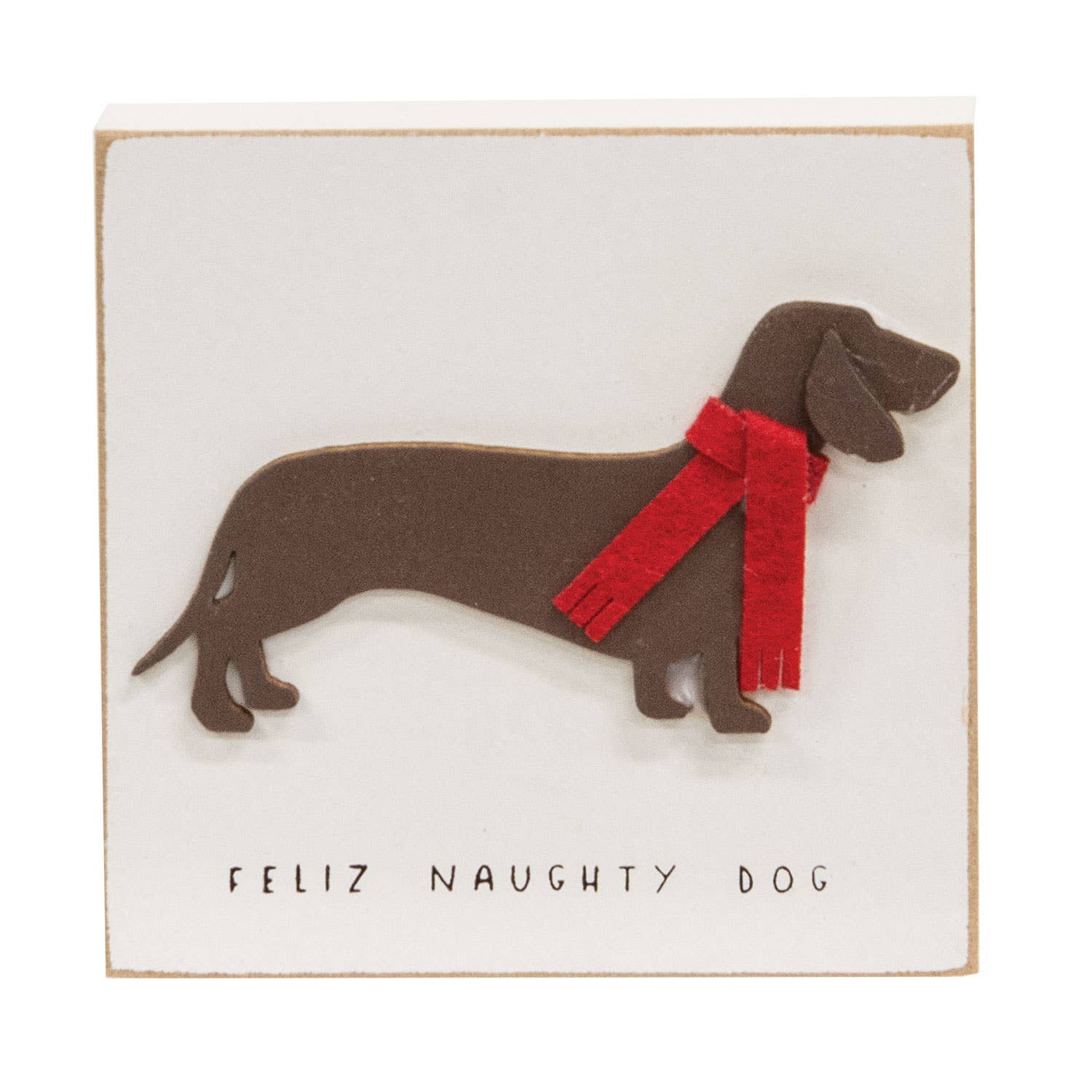 Col House Designs - Wholesale Christmas Decoration - Feliz Naughty Dog Block