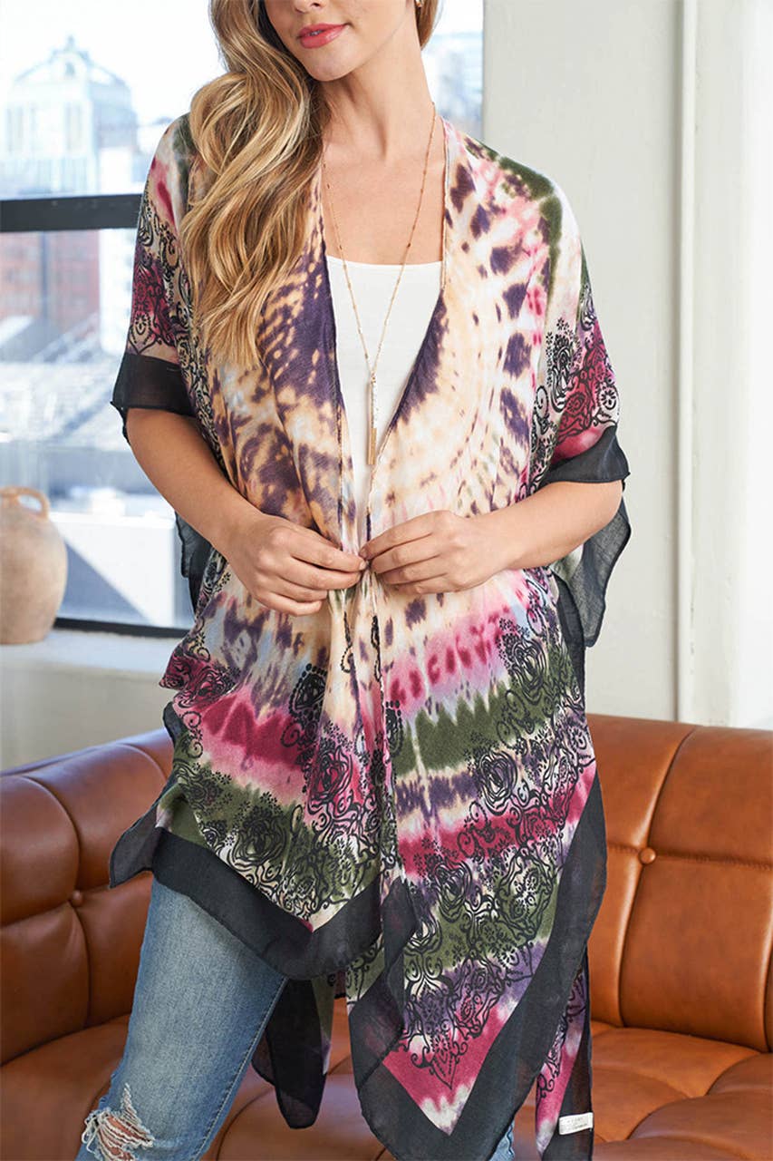 Hana - Wholesale Kimono - Women's - Tie Dye Boho Print Summer Kimono11