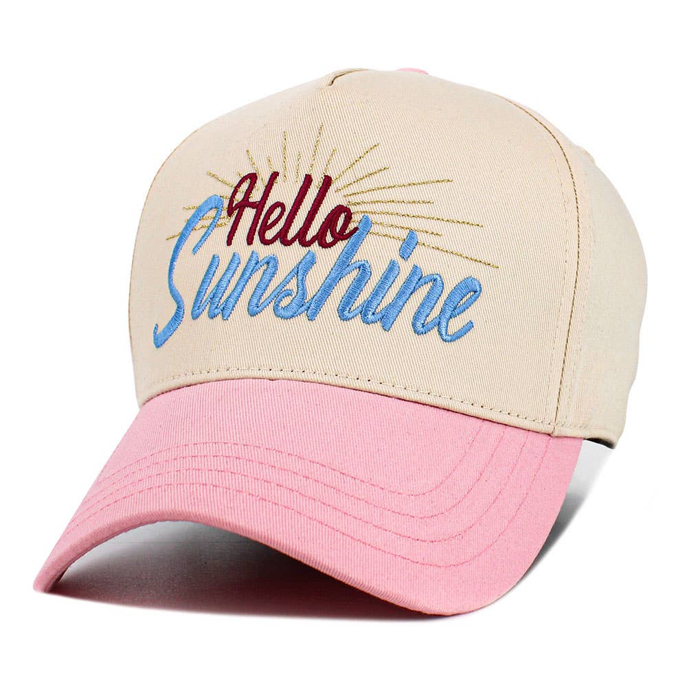 Sensibling Corp. - Vente Casquette de baseball – femme - Casquette de baseball en velours côtelé brodée avec le message HELLO SUNSHINE5