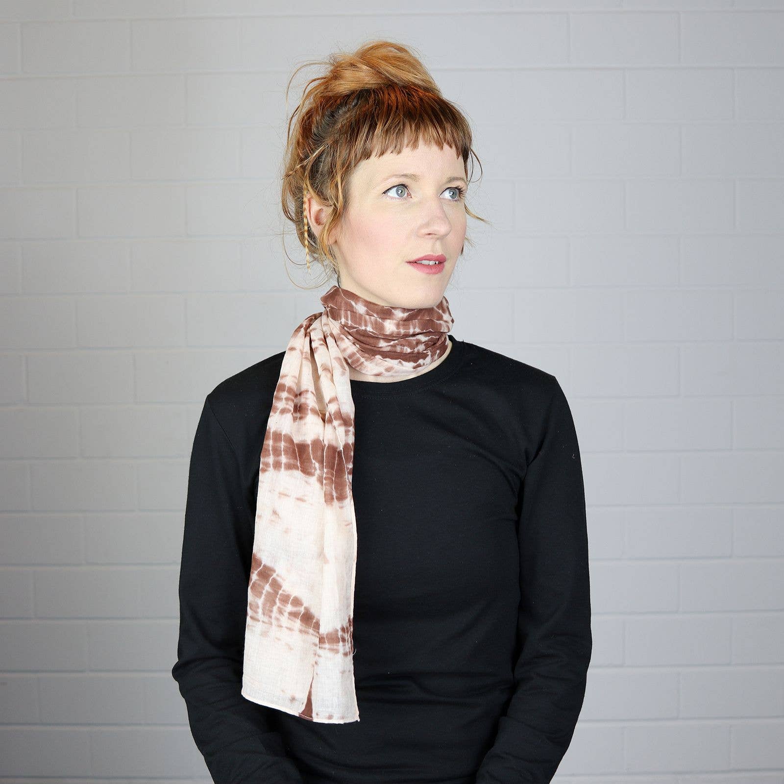 Tribal Trade GmbH - Vendita all'ingrosso Sciarpa - Unisex - Sciarpa Bamboo marrone tie dye 40x140 cm Fazzoletto da collo6