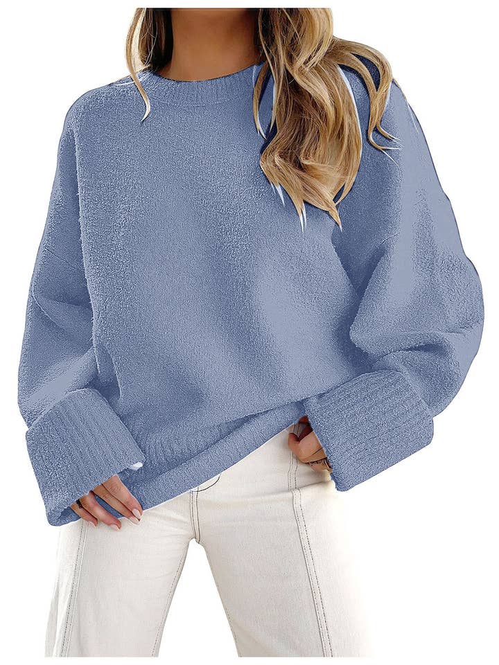 HIDDENBRAND - Wholesale Knit Sweater - Women's - Oversized Fuzzy Knit Long Sleeve Sweater9